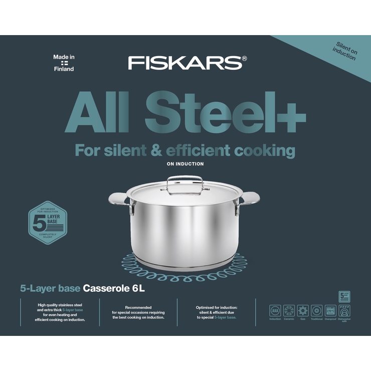 Cratiță FISKARS All Steel+ 6l 2