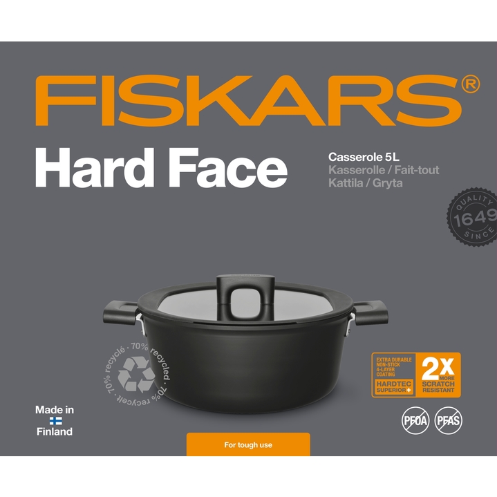 Oală FISKARS Hard Face cu capac, 5l, 26 cm 4