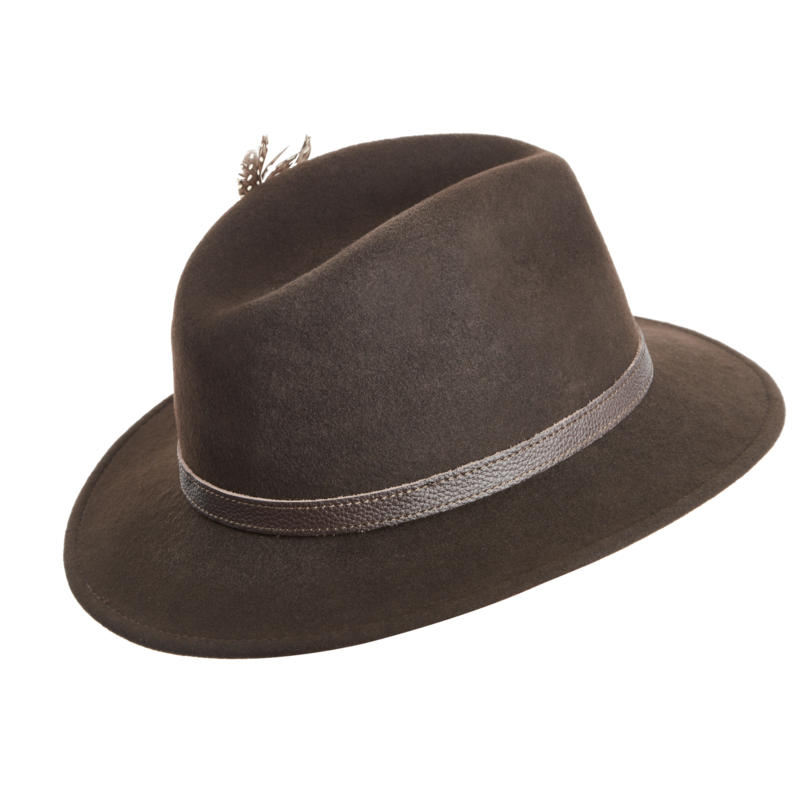 Pălărie de vânătoare TETRAO - cu curea și pană maro  1