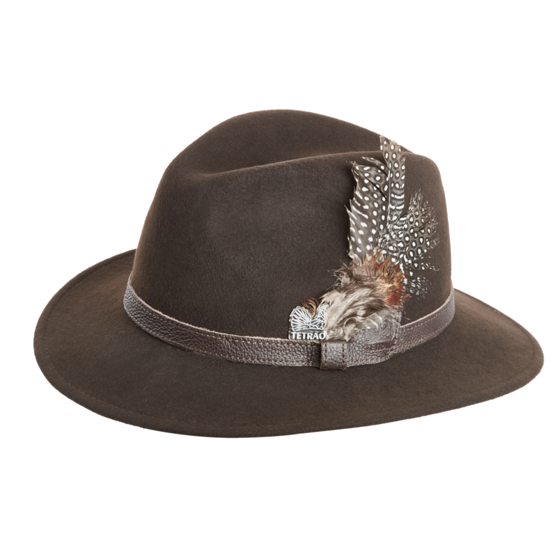 Pălărie de vânătoare TETRAO - cu curea și pană maro 