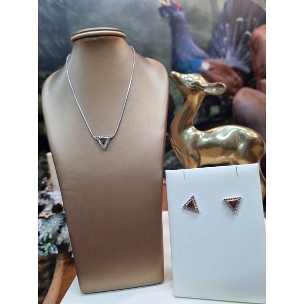 Set bijuterii TETRAO din coarne - lănțișor + cercei triunghi 1