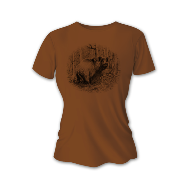 Tricou vânătoare damă TETRAO mistreț mare - maro