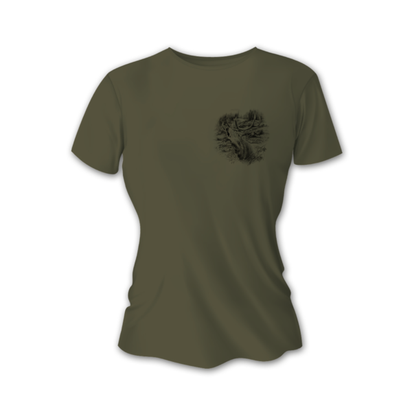 Tricou vânătoare de damă TETRAO cerb mic - verde 
