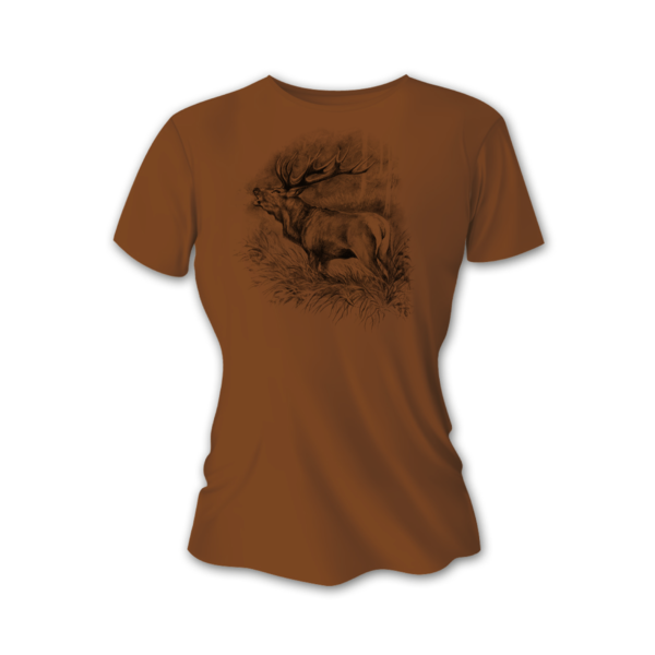 Tricou vânătoare de damă TETRAO cerb mare - maro