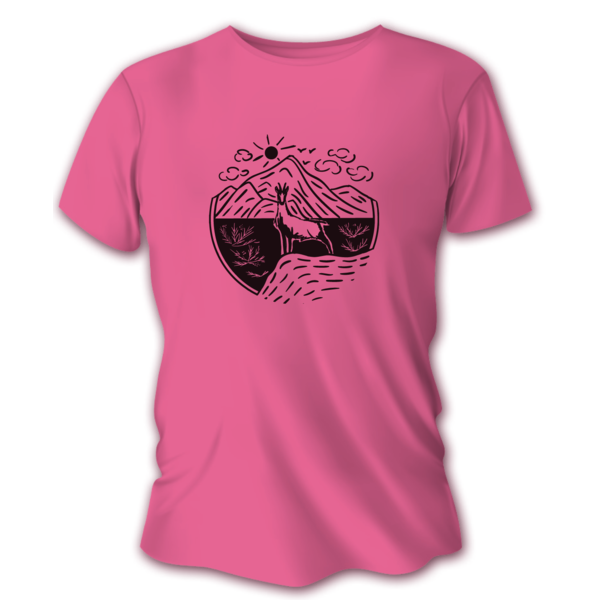 Tricou de vânătoare damă TETRAO capră neagră - roz