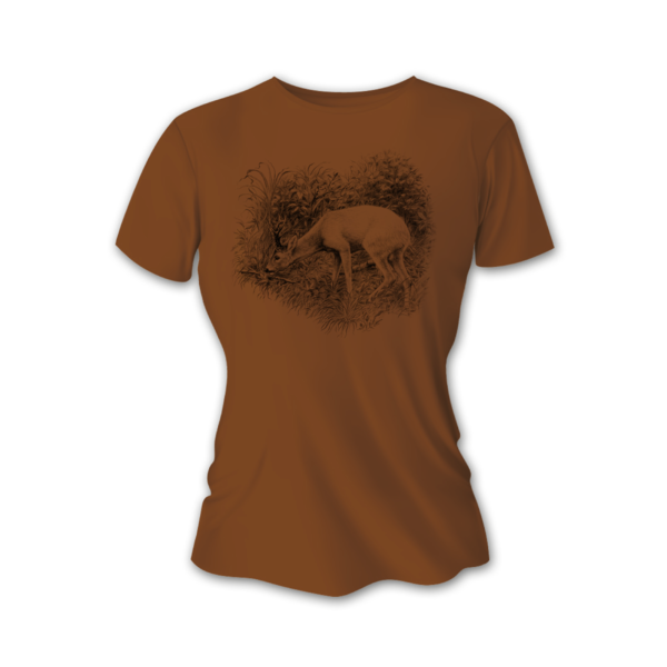 Tricou vânătoare de damă TETRAO căprior mare - maro