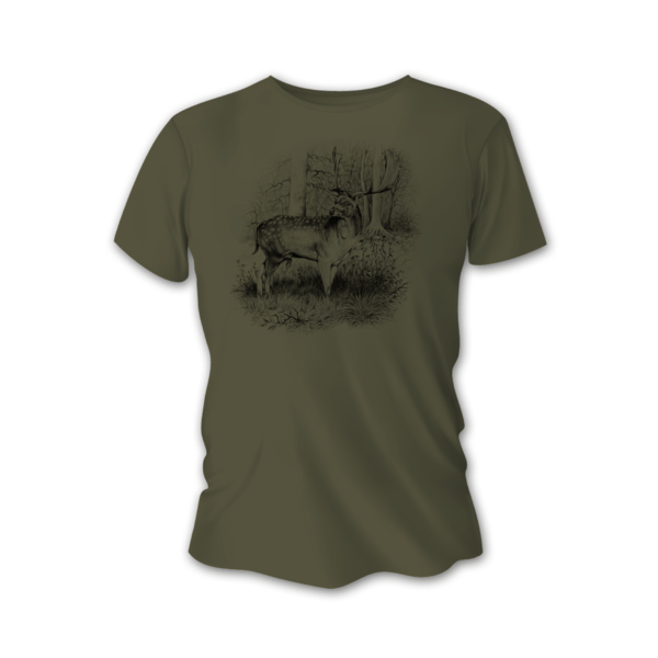 Tricou vânătoare de bărbați TETRAO cerb-lopătar mare - verde