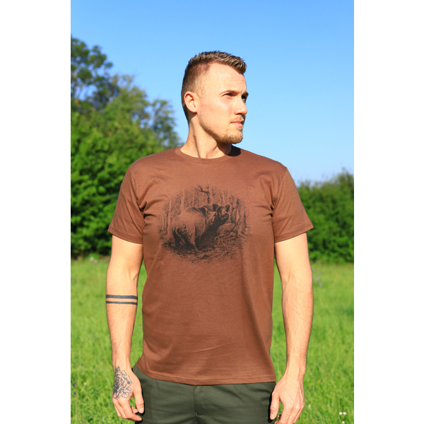 Tricou vânătoare de bărbați TETRAO mistreț mare - maro 2