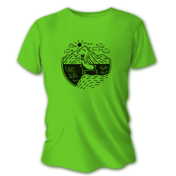 Tricou de vânătoare pentru bărbați TETRAO capră neagră - verde deschis
