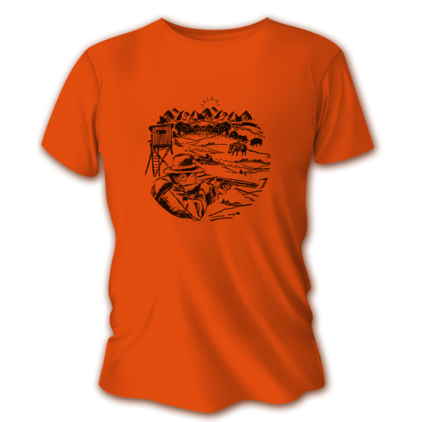 Tricou de vânătoare pentru bărbați TETRAO observator de vânătoare - portocaliu