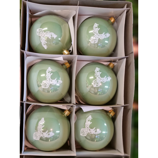 Globuri de Crăciun TETRAO verde metalic - cerb 6 buc 1