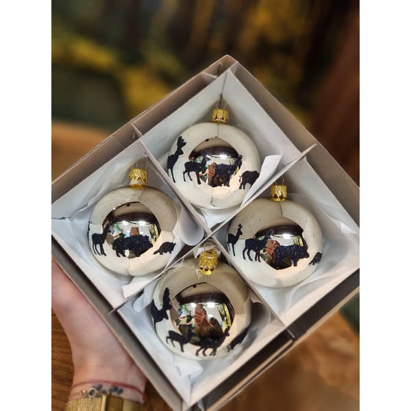 Globuri de Crăciun TETRAO auriu lucios - animale 8 cm, 4 buc