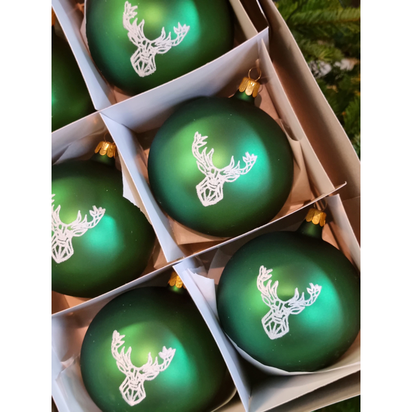 Globuri de Crăciun TETRAO verde închis - cerb 6 buc