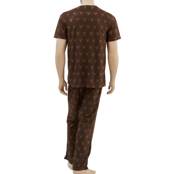 Pijama de vânătoare pentru bărbați TETRAO cu motiv cerb maro închis  1