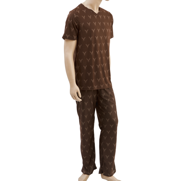 Pijama de vânătoare pentru bărbați TETRAO cu motiv cerb maro închis 