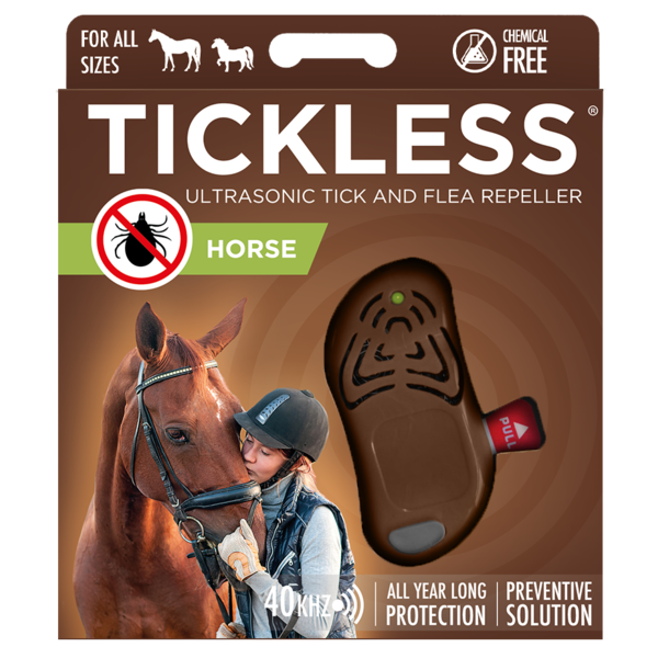 Repelent cu ultrasunete împotriva căpușelor TICKLESS HORSE pentru cai - maro