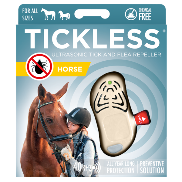 Repelent cu ultrasunete împotriva căpușelor TICKLESS HORSE pentru cai - alb