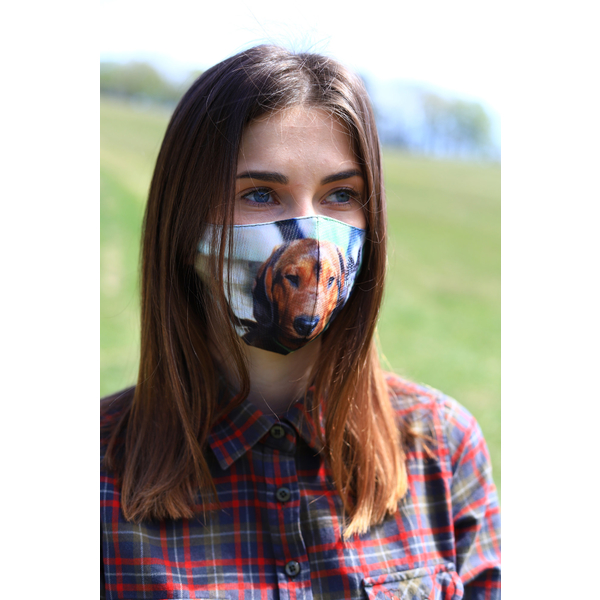 TETRAO mască facială de protecție din bumbac - pentru copii cu câine de vânătoare 1