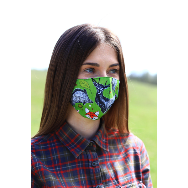 TETRAO mască facială de protecție din bumbac - pădure verde 1