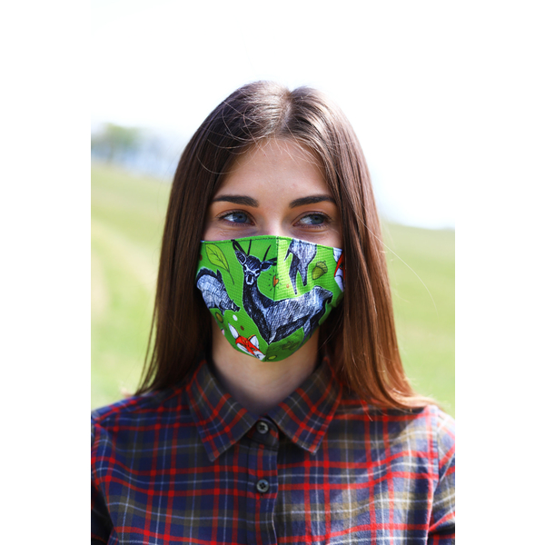 TETRAO mască facială de protecție din bumbac - pădure verde 2