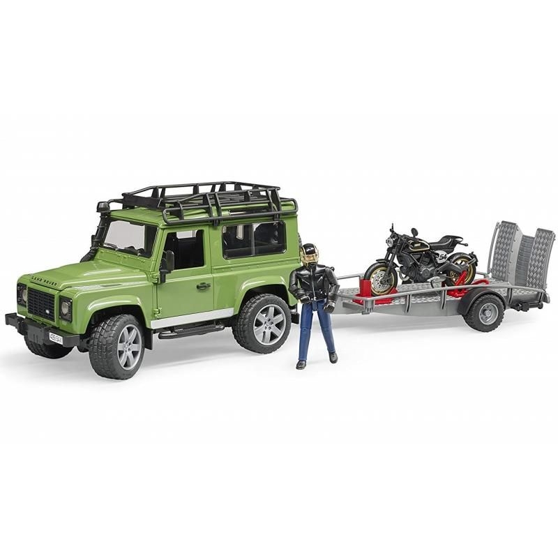 Land Rover cu remorcă, Ducati, figurină BRUDER