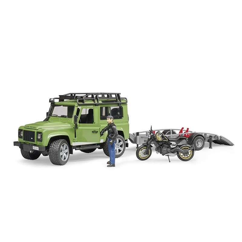 Land Rover cu remorcă, Ducati, figurină BRUDER 4